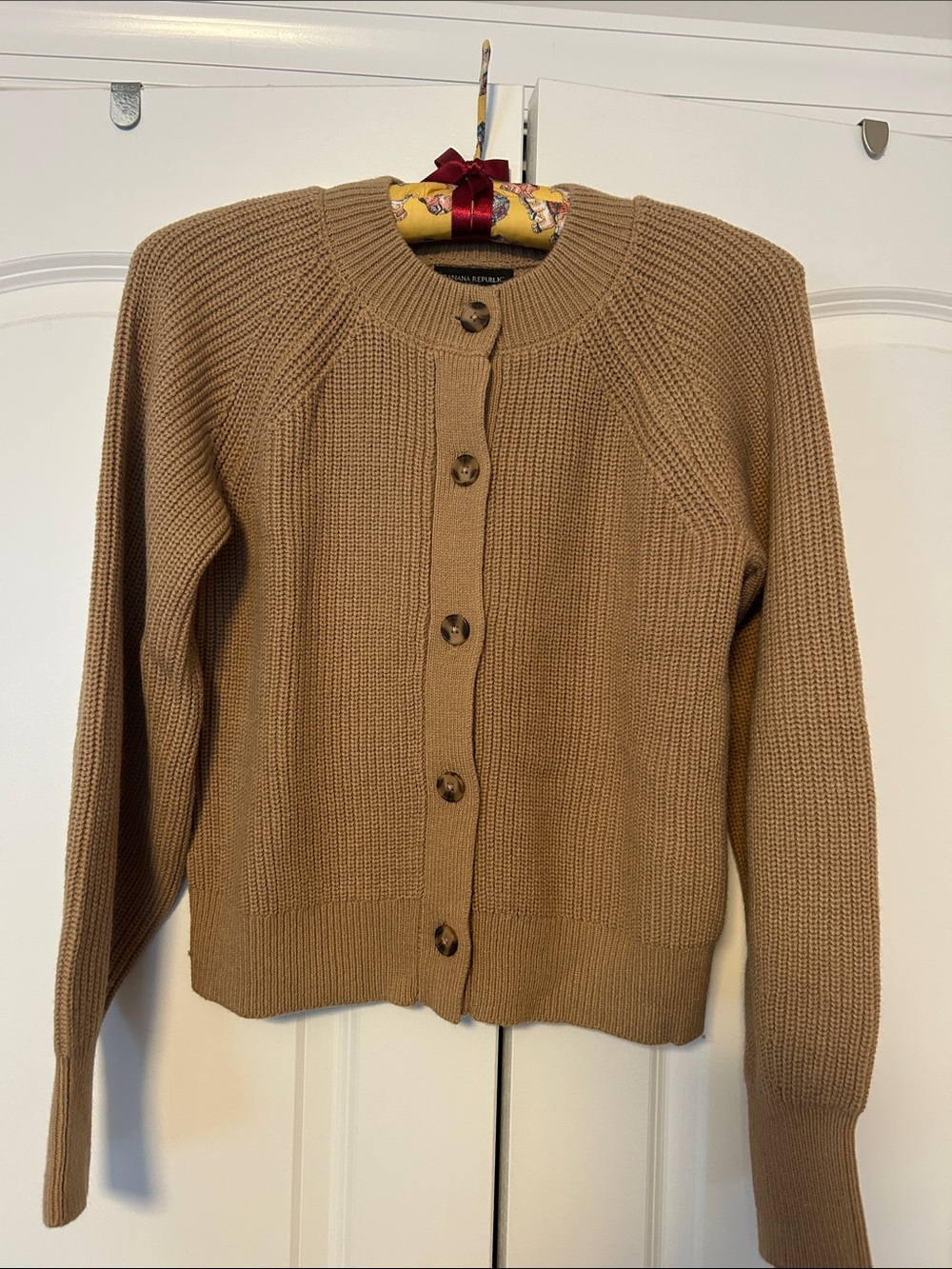 Banana Republic Camel Brown Button-Front Knit Cardigan